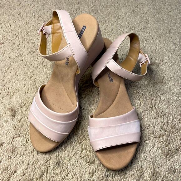 Clarks Shoes - Clarks Women Blush Soft Cushion Wedges Sandals Size 9